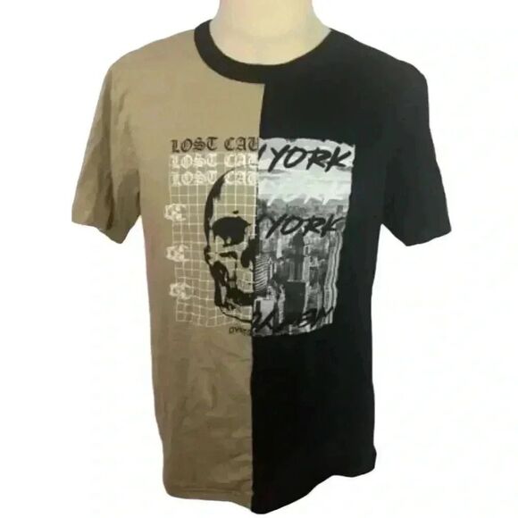 WXYZ Men's Black & Tan Cotton Graphic Crewneck Short Sleeve T-shirt - Picture 1 of 9